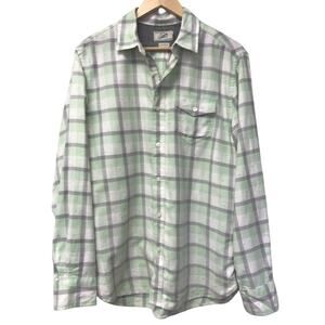 Grayers Shirt Mens Medium Window Pane Plaid Green White Gray
